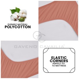 GC GAVENO CAVAILIA King Size Fitted Sheet Extra Deep Pockets (16" | 40cm) - Fade Resistant Washable Linen - Blush Pink