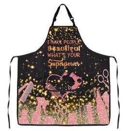 JXGZSO Hairstylist Apron with Pockets Hairdresser Salon Uniform Gift Cosmetologists Barber Salon Apron with Adjustable Neck (Hair Super Apron), Standard