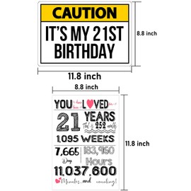 21st Birthday Decorations – Funny Warning Signs Posters, 9PCS Thick Cardstock (450gsm, 8.8"x11.8") – Party Supplies for Men, Women, Son, Daughter, Him, Her – Unique 21 Years Old Birthday Gift, Adult Birthday Photo Props