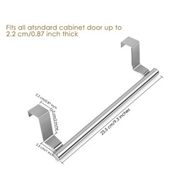 ds. distinctive style Kitchen Towel Holder Over Cabinet Door Towel Bar 2 Pieces Stainless Steel Kitchen Towel Hanger