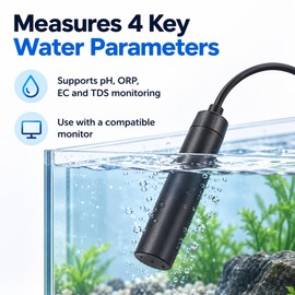 Water Quality Replacement Probe for Aquarium & Hydroponics – BLE-3188-P Multi-Parameter pH, ORP, TDS & EC Sensor with Waterproof Housing