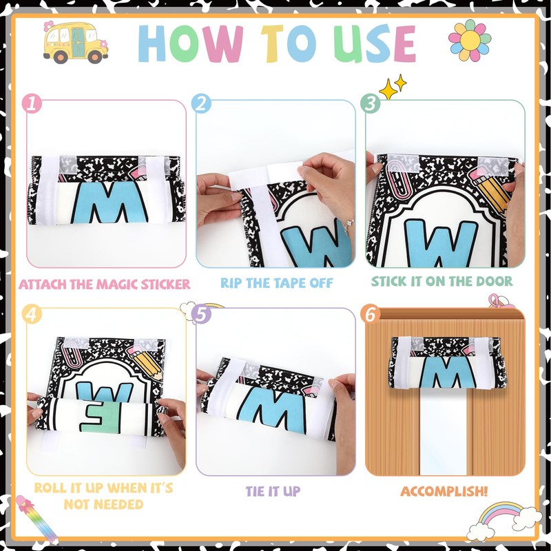 2 Pcs Composition Notebook Classroom Door Window Cover Smiley Face