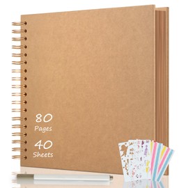 AIOR DIY Photo Album 24 x 24 cm, DIY Scrapbook, 80 Pages Photo Albums for Gluing, Photo Book, Guest Book for Baby Family, Anniversary, Birthday, Wedding Gift (Khaki)