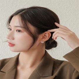 MALOYANVE Starfish Pearl Stud Earrings Cute Boho Asymmetric Small Ocean Shell with Glitter Cubic Zirconia Lightweight Statement Earrings Summer Beach Theme Vacation Jewelry Gifts for Women (Pink)