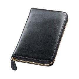 Mura Goat Leather Passbook Case, Women's, Genuine Leather, Multi Case, Magnetic Protection, Anti-Skimming, Stubby, Black
