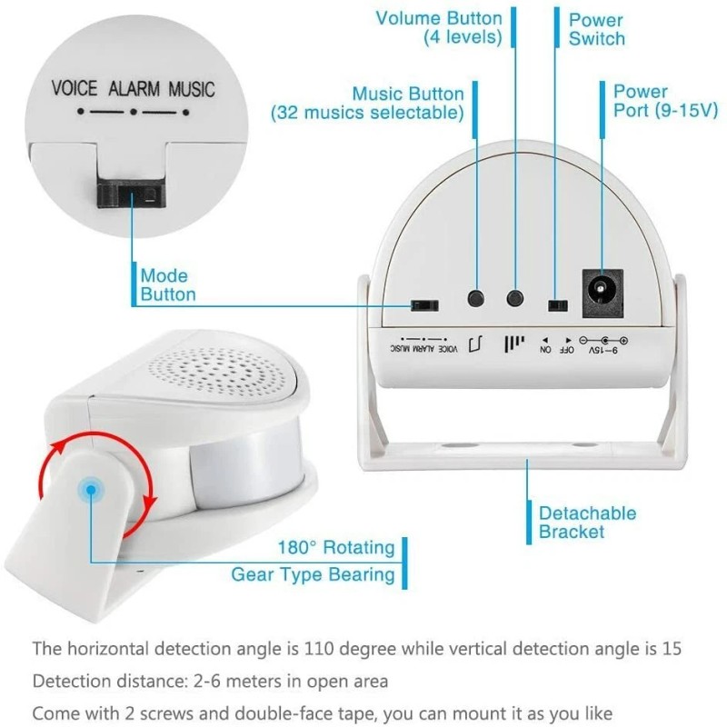 KERUI Wireless Door Bell Chimes Open Welcome Entry Motion Sensor