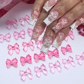 100PCS Bow Nail Charms 3D Red Pink Resin Nail Art Design Charm Mixed Cute Bows Nails Jewelry Bow Knot Charms for Acrylic Nails for Women DIY Crafts Nail Art Decorations Accessories Manicure Supplies