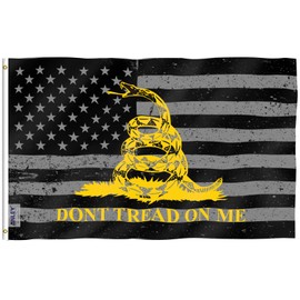 Anley Fly Breeze 3x5 Foot Dont Tread On Me Black American Flag - Canvas Header and Double Stitched - Yellow Snake US National Flags Polyester with Brass Grommets 3 X 5 Ft