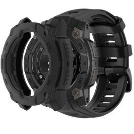 QHBAMD Silicone Watch Bands Compatible for Garmin Instinct 3 AMOLED 45mm/50mm with Protective PC Case - Sport Waterproof Breathable Adjustable Straps for Men Women (Black,45MM)