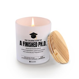 The Calming Scent of A Finished PH.D. Graduation Gifts PhD Doctorate Degree Doctoral Graduates PhD Students Scented Candles Home Office Jar Candles Lavender Sage Floral Scent Soy Wax Candles 9.5 oz