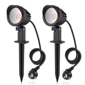 MEIKEE 7 W Garden Lighting Warm White 2700 K 500 LM Garden Lamp IP66 Waterproof Garden Spotlight with Ground Spike Garden Light Ideal for Outdoors, Garden, Patio, Tree, Paths, Pack of 2