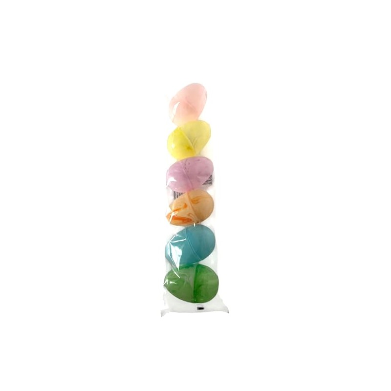 JLIM-Marbleized Pastel Fillable Plastic Easter Eggs Six Pack Pink, Blue,