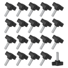 M METERXITY 20-Pack Thumb Screws, M6x20mm Tee Wing Knobs, Plastic T Handle Clamping Screw Knob for Woodworking/Machinery/Equipment, Metric Thread Thumbscrew [Black]