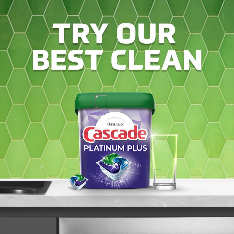 Cascade Platinum Dishwasher Pods, ActionPacs Dishwasher Detergent with Dishwasher Cleaner