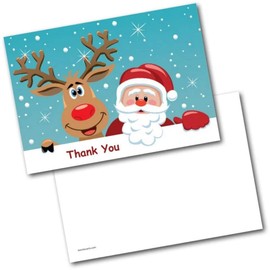 doodlecards Christmas Thank You Cards Thankyou Santa & Rudolph Pack of 20 Cards & Envelopes. Printed in UK, Premium Quality & 100% Recyclable.