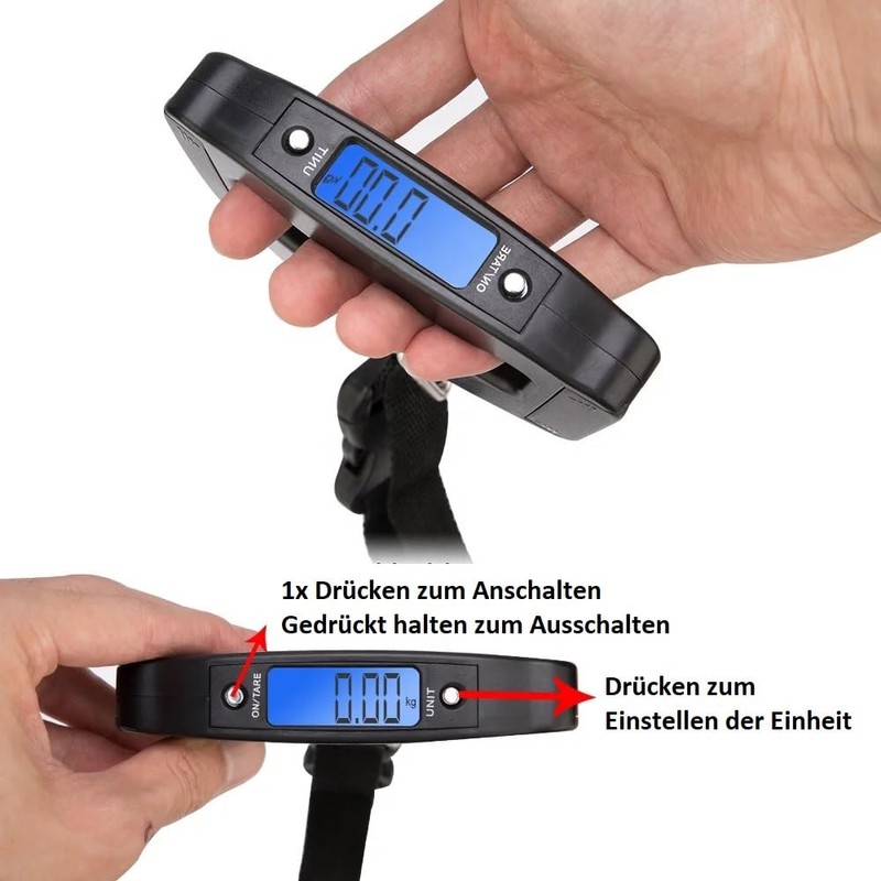 50kg Capacity Digital Luggage Scale with LCD Display, Tare Function