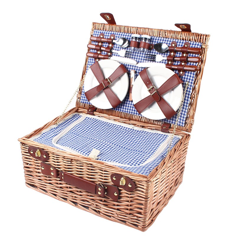 Picnic Basket Set for 4 Persons Willow Hamper Basket Sets