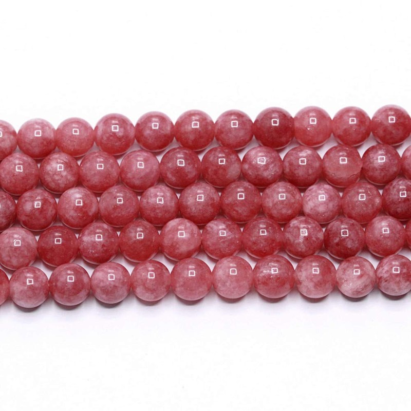 PLTbeads Gorgeous Rhodonite Dyed Jade Natural Gemstone Loose Beads 10mm