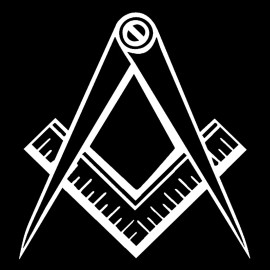 Clean Square & Compass Masonic Vinyl Decal - White 6 Inch