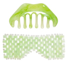 1 Jade Eye Mask and 1 Scraping Comb, Reusable Eye Mask, Creative Eye Mask, Eye Massager, Sleep Eye Mask