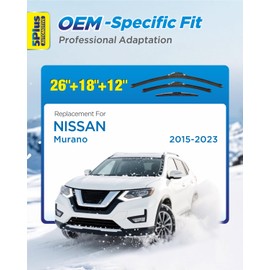5 PLUS® Wiper Blades Replacement for 2015-2024 Nissan Murano Windshield Wipers 26"/18"/12"(Set of 3) U/J HOOK-Original Factory Quality,Pair it With a 11.8"*15.8" Suede Coral Fleece Double-Sided Towel
