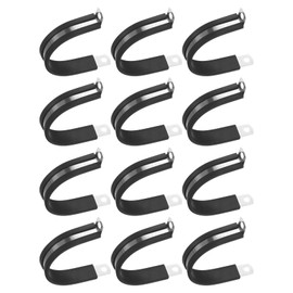 M METERXITY 12-Pack Cable Clamps, 1-23/32 Inch/ 44 mm 304 Stainless Steel Rubber Cushioned Insulated Cable Clamp R Shape Metal Holder for Tube/Wire/Pipe/Loop Installation