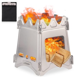 Infreecs Lightweight Portable Wood Burning Camping Stove, Foldable Wood Hobo Stove for Backpacking, Hiking, Picnic, BBQ & Survival | Compact & Windproof Design