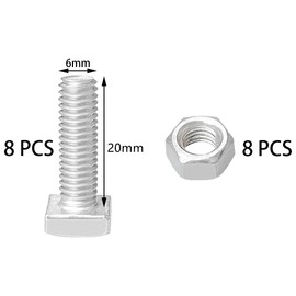 8 PCS Stainless Steel Square Head Bolts Screws (M6*20mm)
