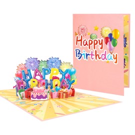 Happy Birthday Pop-Up Greeting Card,Pink Birthday Cards 3D Pop Up Cards,Pop up Happy Birthday Card Greeting Cards With Envelopes 3D Pop Up Birthday Cards for Women Girls Her Wife Birthday Gifts
