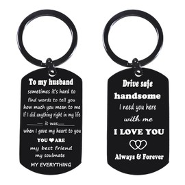 Husband Keyring Valentines Gifts for Him Drive Safe Handsome I Need You Here With Me Keyring for Husband Gifts from Wife Husband Anniversary Keychain I Love You Gifts for Husband Birthday Gifts