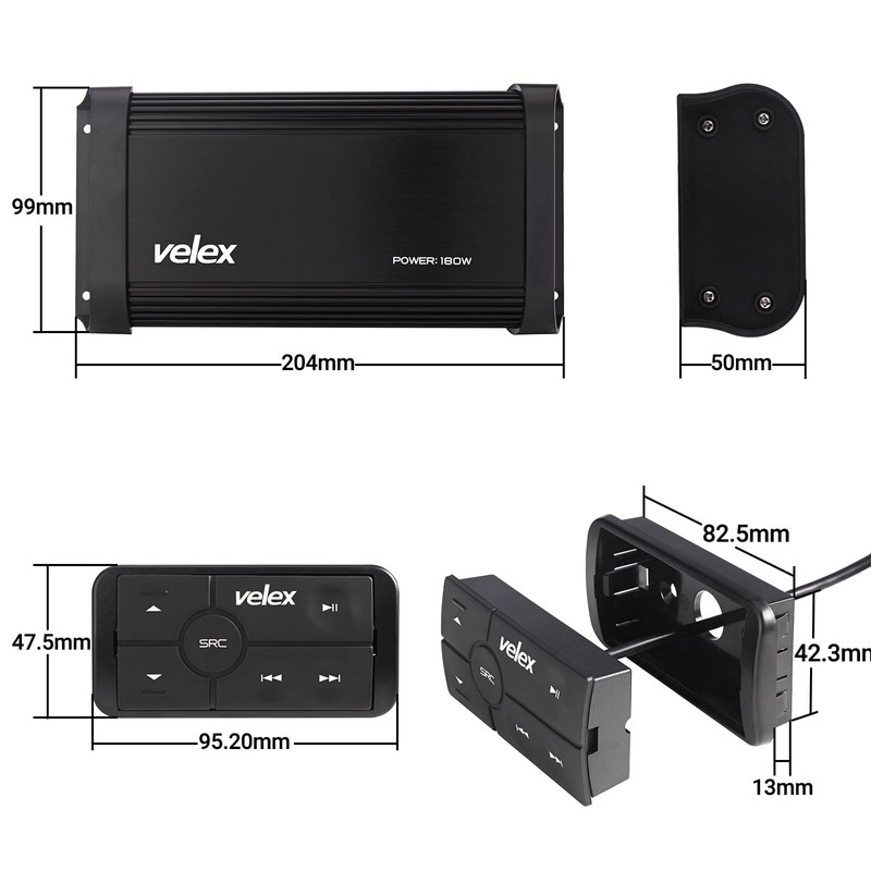 VELEX Marine Bluetooth Amplifier Speaker Package…
