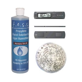 F.e.s.s. Products Humidor Upgrade Kit Precision Hygrometer, 100ct Humidifier and 16oz PG Solution