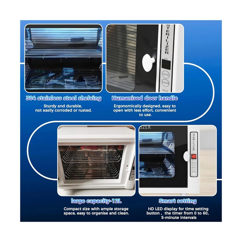 Smiledt Nail Tool Sterilizers UV 12L Lighting Autoclave Machine for