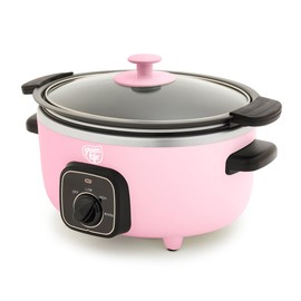 GreenLife 3.5QT Slow Cooker, PFAS-Free Non-Toxic Ceramic Nonstick Removable Interior Bowl, Programmable, Keep Warm, Stovetop & Oven Safe Pot, Dishwasher Safe Crock & Glass Lid, Pink