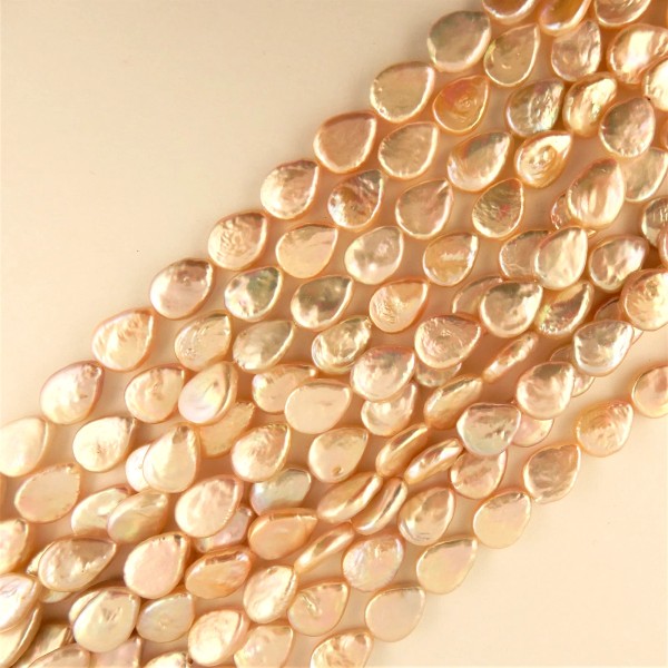 Unbranded 10mm x 15mm Natural light Peach Teardrop Freshwater pearl