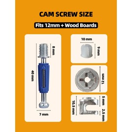 Cam Locks for Furniture 20 PCs, 12 x 11.2 mm Furniture Cam Lock Fasteners Compitable with IKEA Hardware Parts, Eccentric Wheels Repair Spare Parts Nut & Bolt Assortment Sets (12x11.2CamSet)