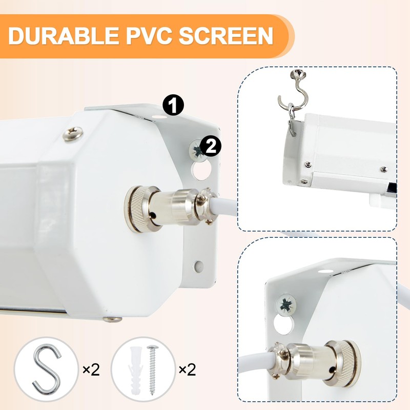 YODOLLA 100" Projector Screen Motorized 4:3, 4K HD Pull Down