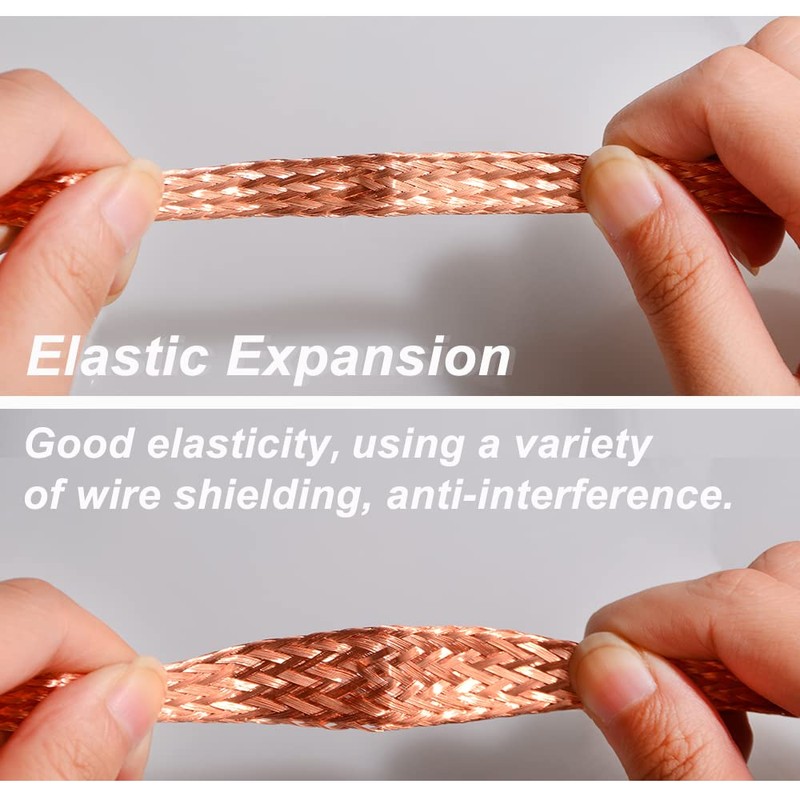 QuQuyi Copper Braided Ground Strap, 9.84ft x 5/16" Flat Tinned