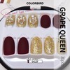COLORBIRD NAILFAIRY (041ZF) Nail Tips, Short, Burgundy Red, Gold, Cute,