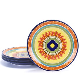 Bico Tunisian Salad Plates Set of 4, 8.75 Inch Ceramic Dessert Plates for Salad, Appetizer, Side Dishes, Microwave and Dishwasher Safe, Gift for Housewarming and Thanksgiving