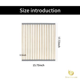 Snailhouse Roll Up Dish Drying Rack, Stainless Steel Dish Drainer Over The Sink with Anti-Slip Silicone for Kitchen Counter, Gold (17.8 x 15.7 in)