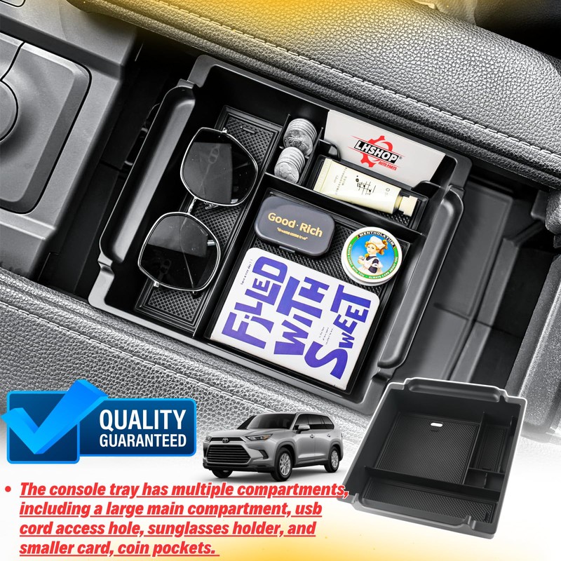 Qlhshop 3Pcs Center Console Organizer for 2025 2024 Toyota Grand