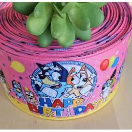 Unbranded 7/8, 1.5 & 3" (1 YD) Blue dog Birthday Girl Grosgrain Ribbon Balloons Party - 7/8 inch