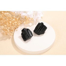Jovivi 2pcs Raw Black Obsidian Crystals,Large 1.6-2.2" Healing Crystals Natural Rough Stones Crystal for Tumbling, Cabbing, Home Decoration, Polishing, Wicca & Reiki