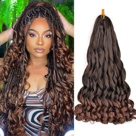 French Curl Braiding Hair 22 Inch Bouncy Pre Stretched Braiding Hair 8 Packs Loose Wavy Long Synthetic Hair Extensions for Black Women (22 inch 8 packs T1B/33)
