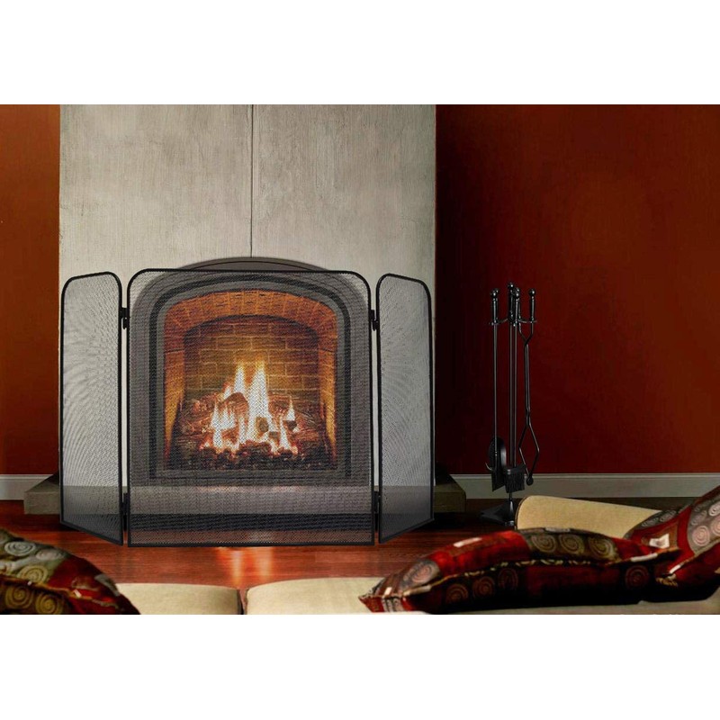 Fire Beauty 3-Panel Metal Fireplace Screen for Fireplace Fire Spark