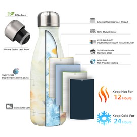 Konokyo Insulated Water Bottles,12 oz Double Wall Stainless Steel Vacumm Metal Flask for Sports Travel,Marble Jade