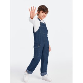 Haloumoning Boys Fashion Denim Overalls with Flap Pockets 5-14 Years