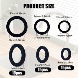45Pcs Rubber Washers Seals, Black Hose Washer Seal, OD 30/24/19mm O-ring Gasket Seals, Shower Hose Connector Washers, Rubber Ring Kitchen Tap Washers for Pipes Faucets Mechanical Repair