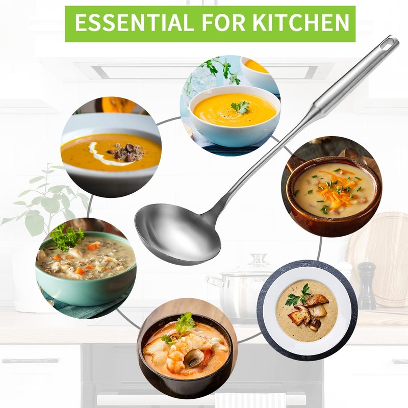 Evanda Stainless Steel Silver Soup Ladle, Serving Spoon, for Restaurant